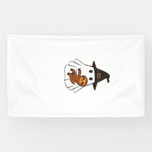 Faultier Halloween Geist Hexenhut Tierliebhaber Ju Banner