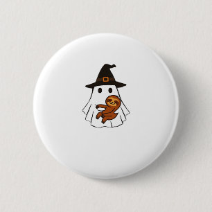 Faultier Halloween Geist Hexenhut Tierliebhaber Ju Button