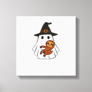 Faultier Halloween-Geist Hexenhut Tierliebhaber Ju Leinwanddruck