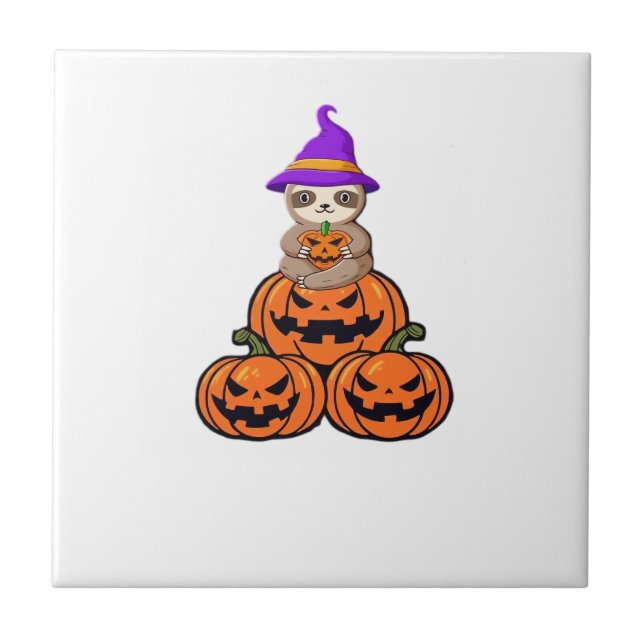 Faultier Halloween Premium T-Shirt Fliese (Vorderseite)