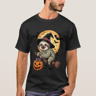 Faultier Hexe Jack-o-Lantern-Kübel Halloween T-Shirt