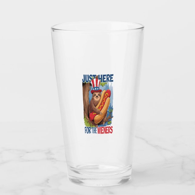 Faultier Hot Dog 4. Juli BBQ Glas (Vorderseite)