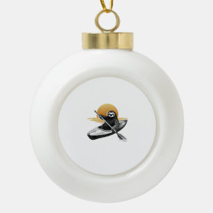 Faultier Kajakfahren, Kajakfahrer, Kanu Paddeln T- Keramik Kugel-Ornament