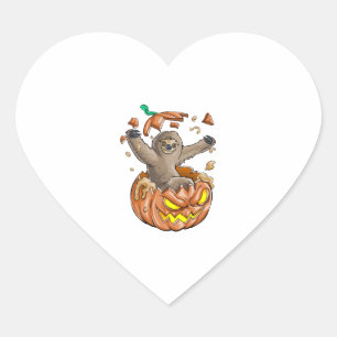 Faultier-Kürbis-Halloween Herz-Aufkleber