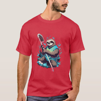 Faultier Lacrosse Spieler La Stick Sports Junge Fa T-Shirt