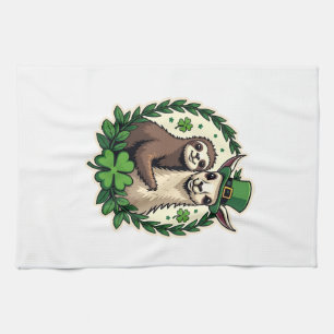 Faultier Lama St Patricks Day Vintage Glücksshirt Geschirrtuch