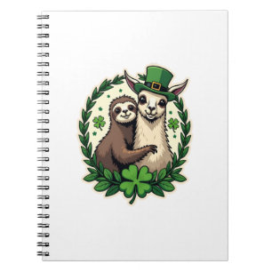Faultier Lama St Patricks Day Vintage Glücksshirt  Notizblock