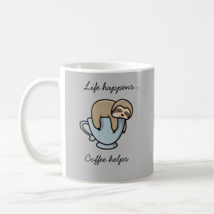Faultier Leben passiert Kaffee hilft Lustiger Bech Kaffeetasse