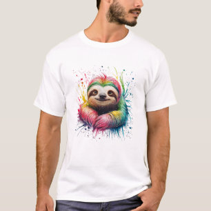 Faultier Männer Frau Bunt Wasserfarbe Faultier T-S T-Shirt