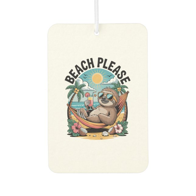 Faultier mit Eis Sommer Strand Bitte Autolufterfrischer (Vorderseite)
