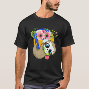 Faultier mit floralem Volleyballspieler Familienmi T-Shirt