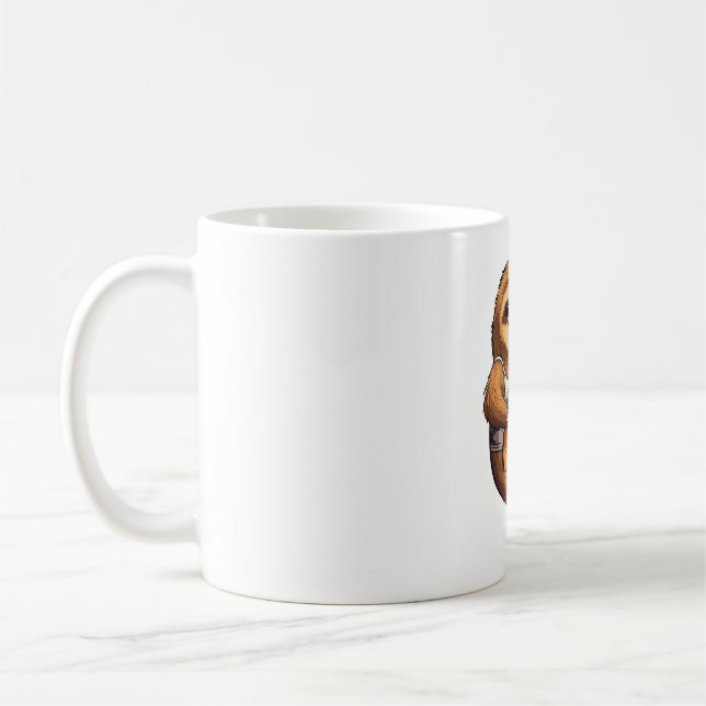 Faultier mit Gitarre Weihnachtsmannhut Kaffeetasse (Links)