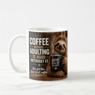 Faultier mit interessanter Aussicht auf Kaffee Kaffeetasse