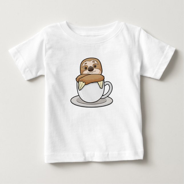 Faultier mit Kaffee-Cup Baby T-shirt (Vorderseite)