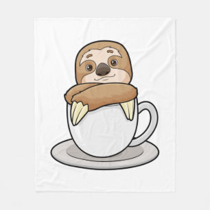 Faultier mit Kaffee-Cup Fleecedecke