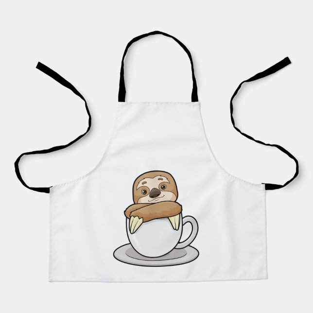 Faultier mit Kaffee-Cup Schürze (Vorderseite)