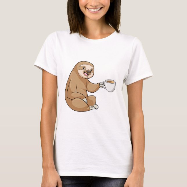 Faultier mit Kaffee-Cup T-Shirt (Vorderseite)