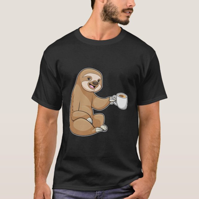 Faultier mit Kaffee-Cup T-Shirt (Vorderseite)