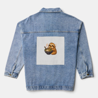 Faultier mit Nudeln Ramen Kawaii Faultier T-Shirt Jeansjacke