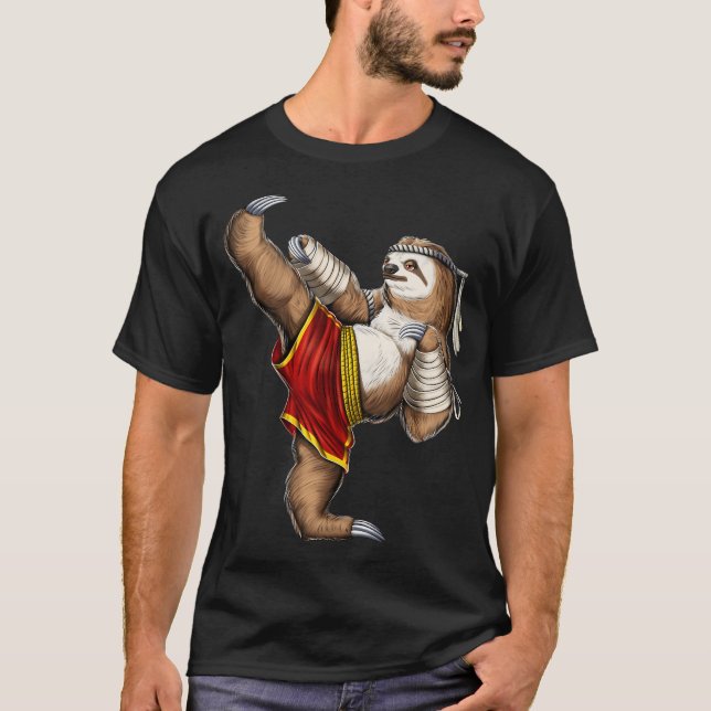 Faultier Muay Thai Kämpfer T-Shirt (Vorderseite)