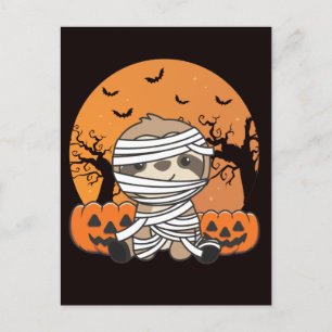 Faultier-Mumien-Kürbis-Faultiere Frohes Halloween Feiertagspostkarte