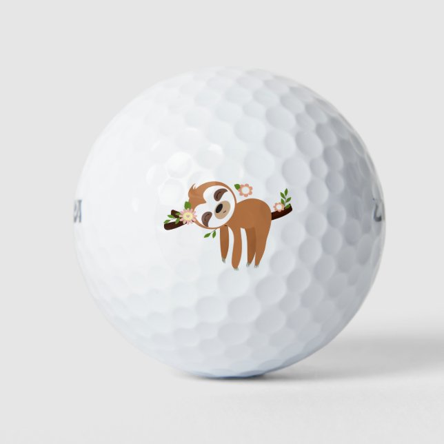 Faultier, niedliches Faultier, Tierdarstellung Golfball (Vorderseite)