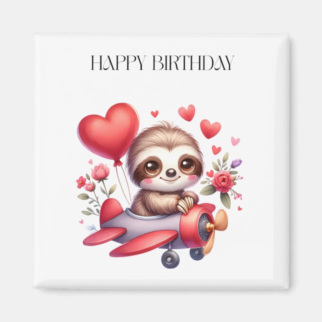 Faultier-Pilot-Geburtstag Magnet (Vorne)