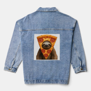 Faultier Pizza lustiger verrückter Streich Meme sü Jeansjacke