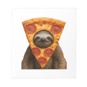 Faultier Pizza lustiger verrückter Streich Meme sü Notizblock