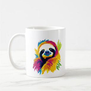 Faultier-Porträt-Illustration Aquarellmalerei Kaffeetasse