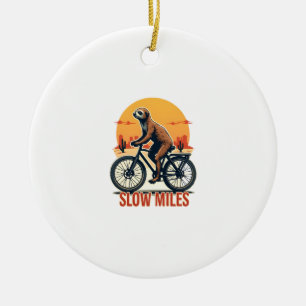 Faultier Radfahren Vintage-Abenteuer Bergfahrt Keramik Ornament