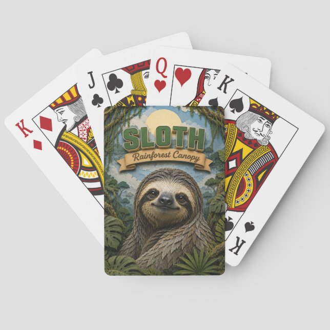 Faultier-Regenwald-Kronendach POPCUT Spielkarten (Rückseite)