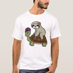 Faultier reitet auf einer Schildkröte Classic T-Sh T-Shirt