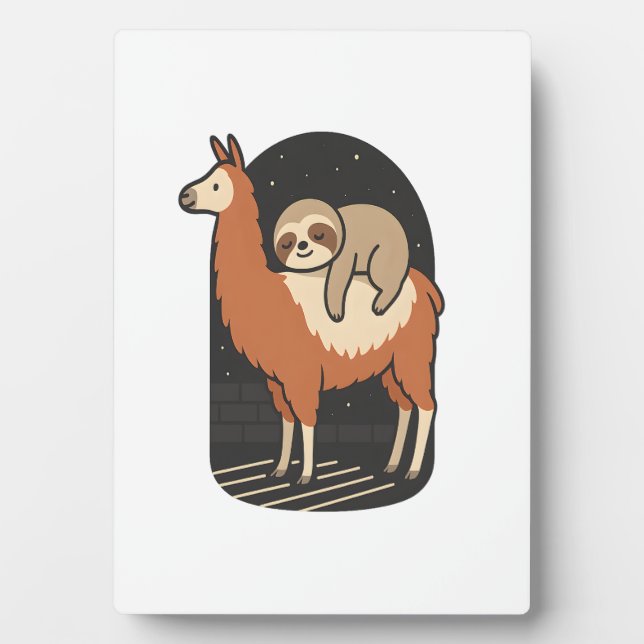 Faultier reitet Lama Fotoplatte (Vorderseite)
