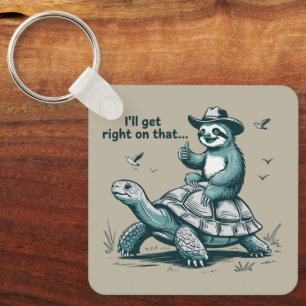 Faultier Reitet Schildkröte Humor Ich Werde Mich D Schlüsselanhänger