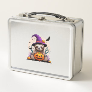 Faultier Rosa Hut Halloween Metall Brotdose
