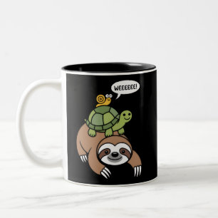 Faultier Schildkröte Schnecke Auf dem Rücken trage Zweifarbige Tasse