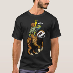Faultier Schildkröte Schnecke Huckepack Langsames  T-Shirt