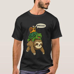 Faultier Schildkröte Schnecke Huckepack Tier Laufe T-Shirt