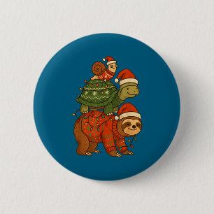 Faultier Schildkröte Schnecke Weihnachten Xmas Button