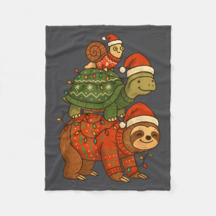 Faultier Schildkröte Schnecke Weihnachten Xmas  Fleecedecke