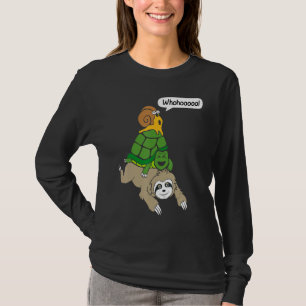 Faultier Schildkröte und Schnecke Huckepack Rennen T-Shirt