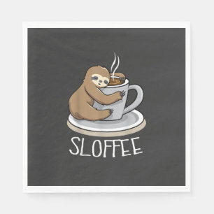 Faultier schläft bei einer Tasse Kaffee Lustiges F Serviette