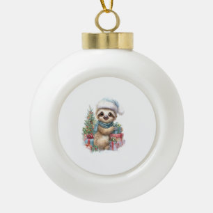 Faultier-Shirt-Safari-Weihnachten-Santa Keramik Kugel-Ornament
