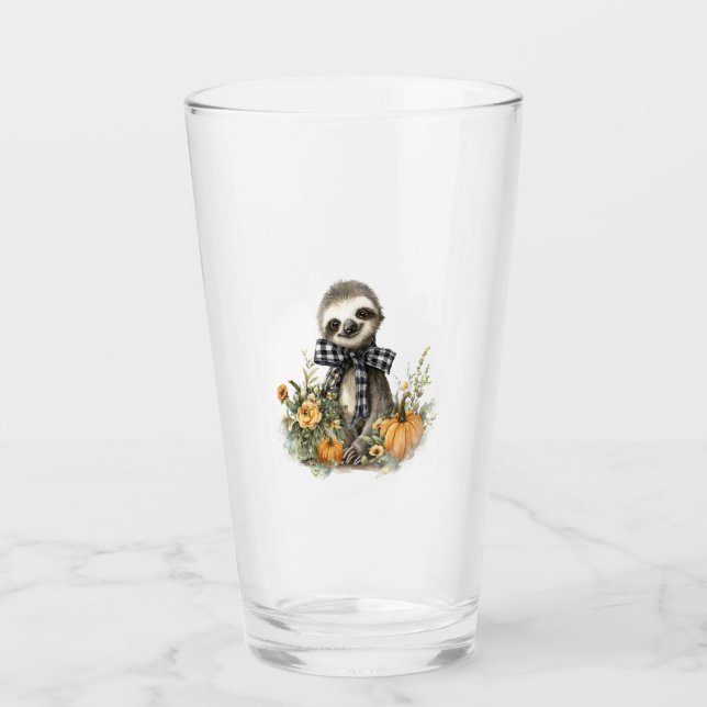 Faultier-Shirt Tiere Herbst Kürbis Glas (Vorderseite)
