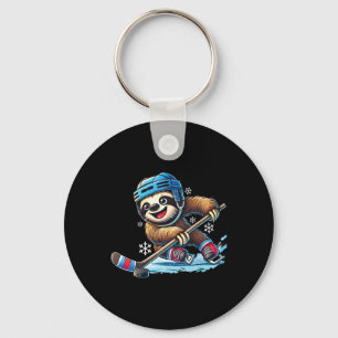 Faultier spielt Eishockey Kinder Jungen Mädchen Lu Schlüsselanhänger