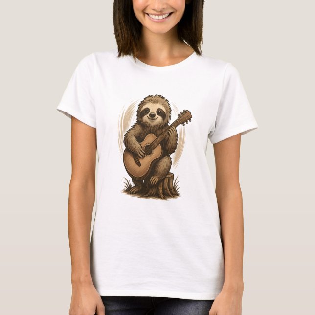 Faultier spielt Gitarre T-Shirt (Vorderseite)