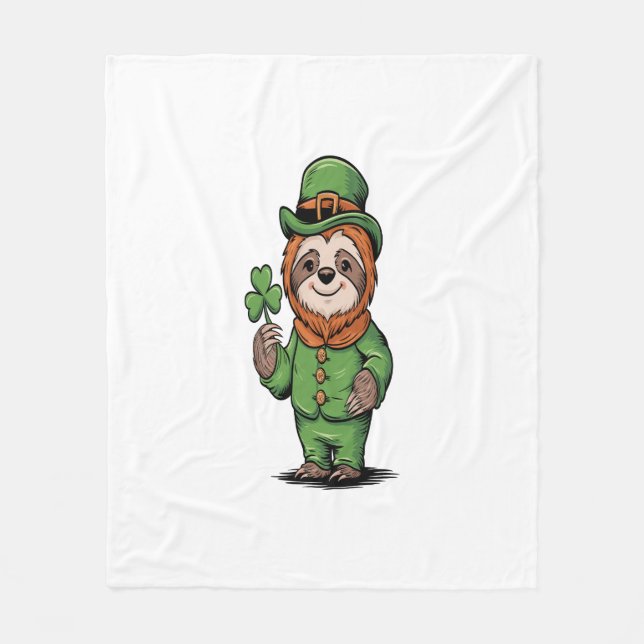 Faultier St. Patrick's Day Irisches Glück Fleecedecke (Vorderseite)