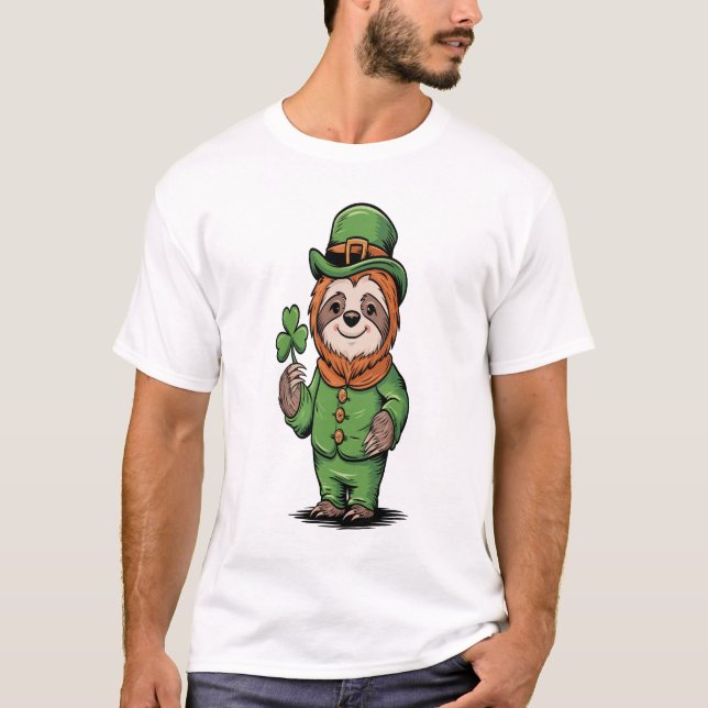 Faultier St. Patrick's Day Irisches Glück T-Shirt (Vorderseite)