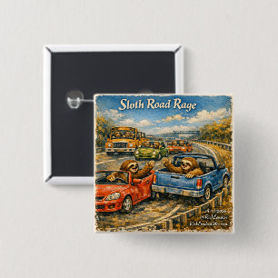 Faultier-Stau-Wut – Rockwell-inspirierte Wasserfar Button